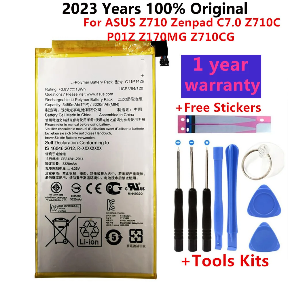 

100% Original High Capacity Zenpad C7.0 Battery For ASUS Z710 Zenpad C7.0 Z710C P01Z Z170MG Z710CG C11P1429 3450mAh Bateria
