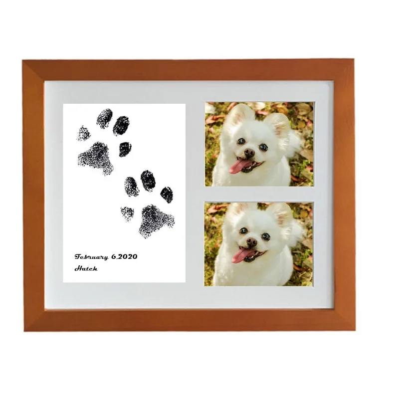 DIY Custom Wooden Pet Footprints Photo Frame Black Wash Free Printing Oil Souvenirs Photograph Display Personalized Cat Dog Gift qcy fairybuds t21 tws earbuds bluetooth 5 3 ergonomic design deep bass one tap to photograph black