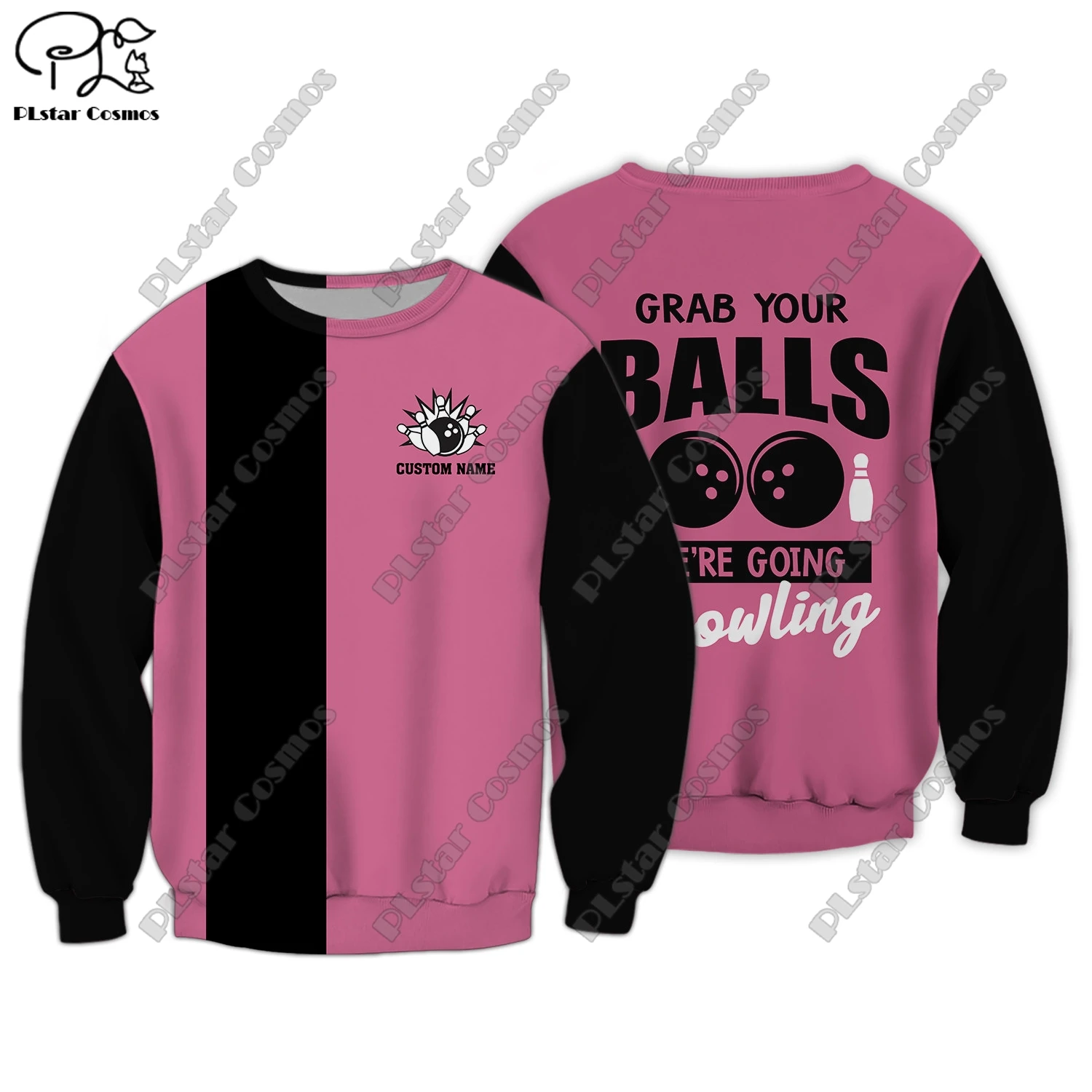 3D Printed Custom Name Collection Bowling Throw Crash Art Unisex Clothing Fun Casual Hoodie/Sweatshirt/Zip/Jacket/T-Shirt B-2