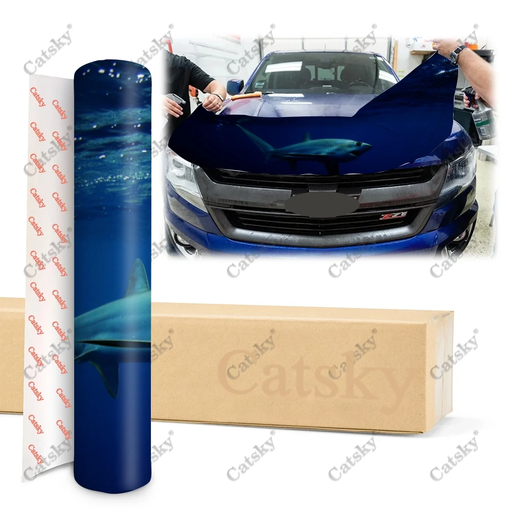 Haie Auto Motorhaube Vinyl Aufkleber Wrap Vinyl Film Motor Abdeckung Aufkleber  Aufkleber Universal Auto Motorhaube Schutz folie - AliExpress