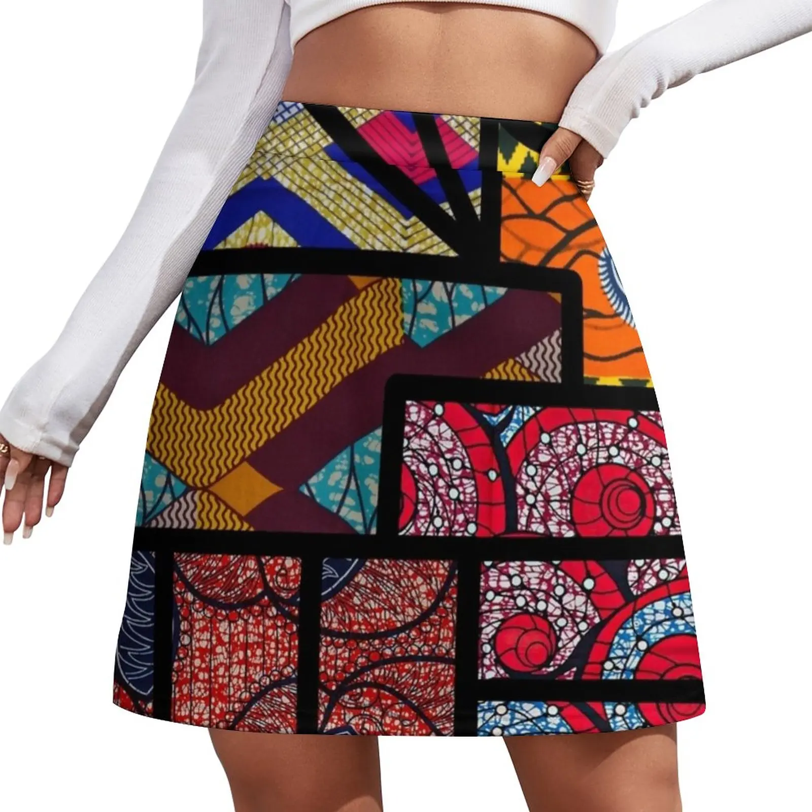 

African print Mini Skirt korean style clothes night club women