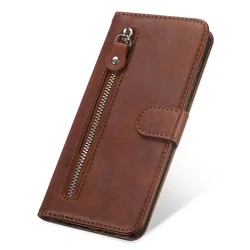 Zipper Leather Wallet Phone Case - 5G 2025 Edition - MOTO G96 5G (Brown)