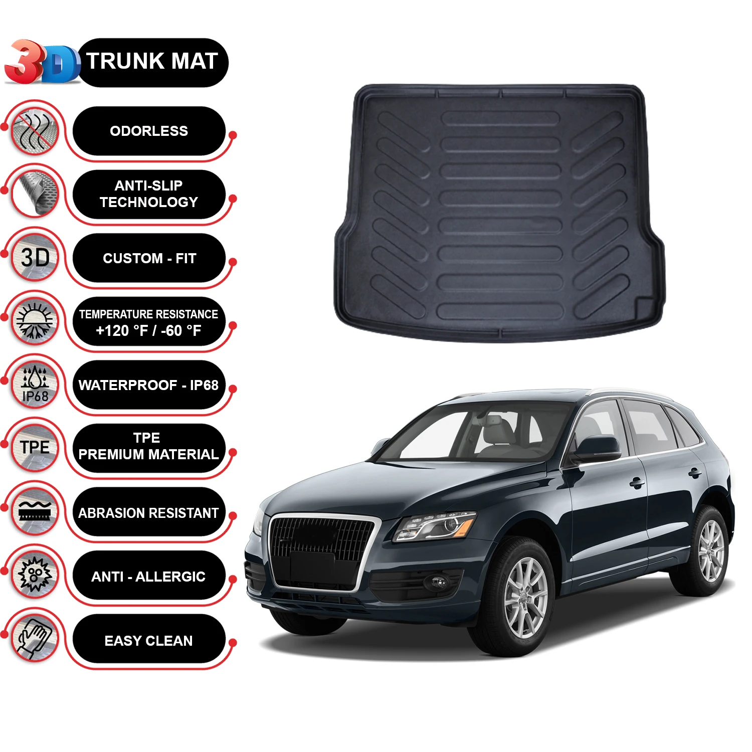 

Audi Q5 2009-2017 Cargo Liner Rear Trunk Floor Mat