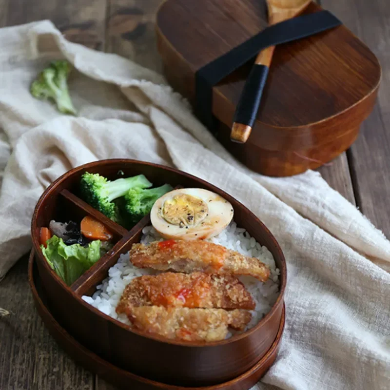 Japanese-Style Wooden Bento Box Single Layer Ash Bento Sushi Lunch Box Large Capacity Tableware for Picnics And Office Meals - 6
