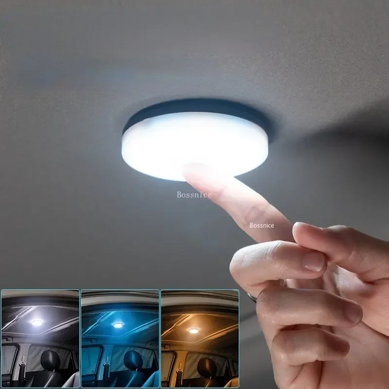 Round Touch Light Car Led Reading Light Car Interior Lighting Trunk Car Roof Compartment Ceiling Light