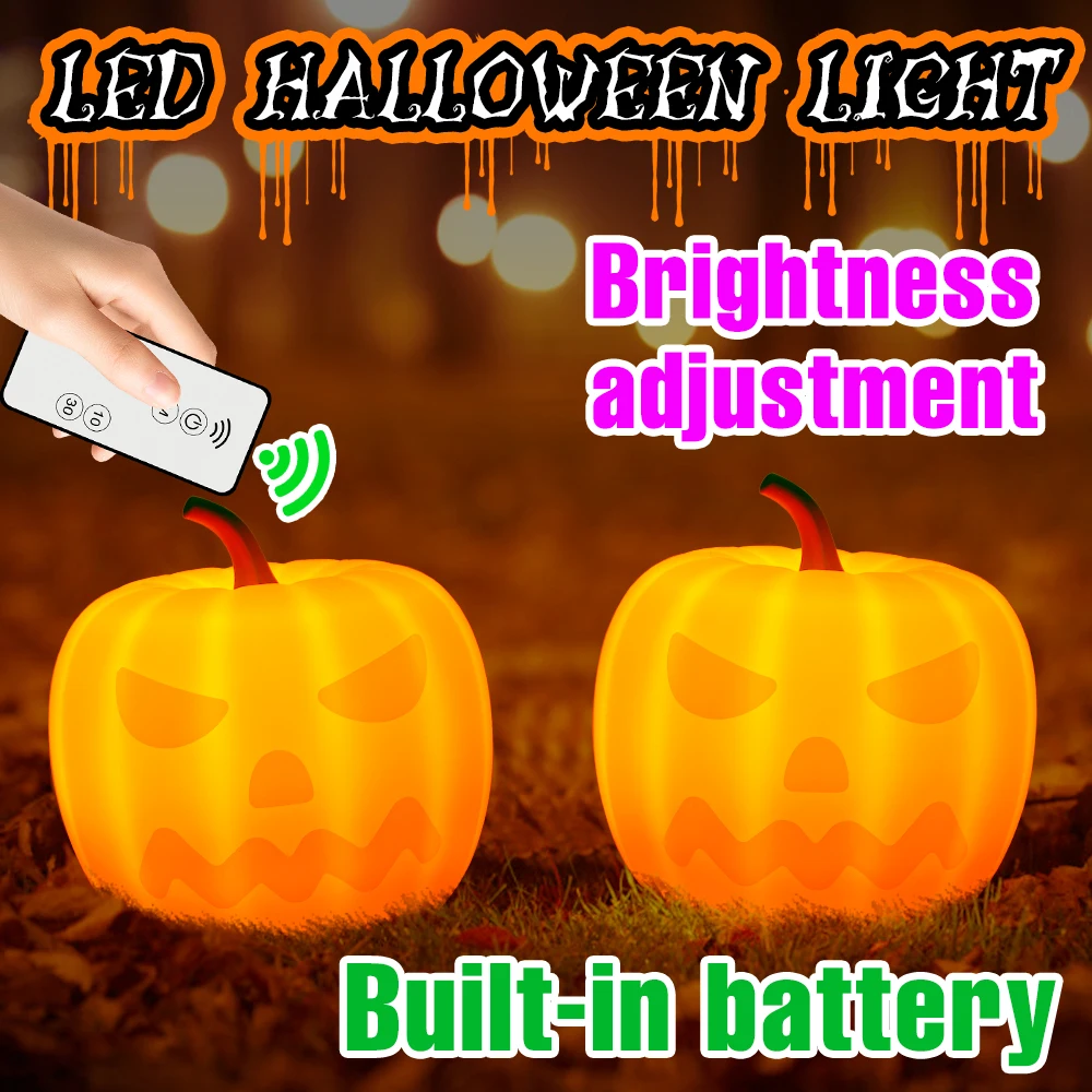 

Halloween Decoration LED Pumpkin Night Light RGB Neon Lamp Nightstands Novelties Table Lamp For Bedroom Children's Nightlights