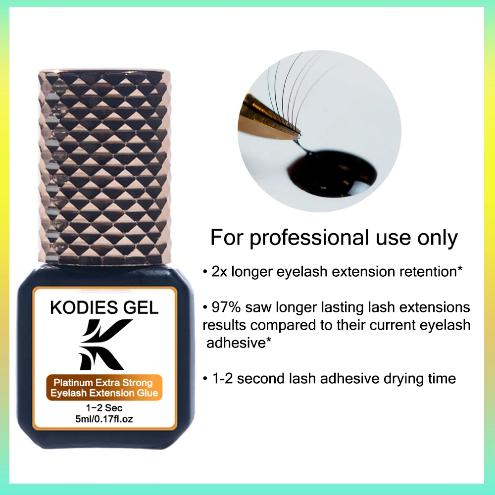 KODIES GEL 5ml Eyelash Glue Extensions 0.5S/1S/2S Fast Drying Lashes Extension Adhesive Low Smell Long Lasting Lash Glue Sealant 2