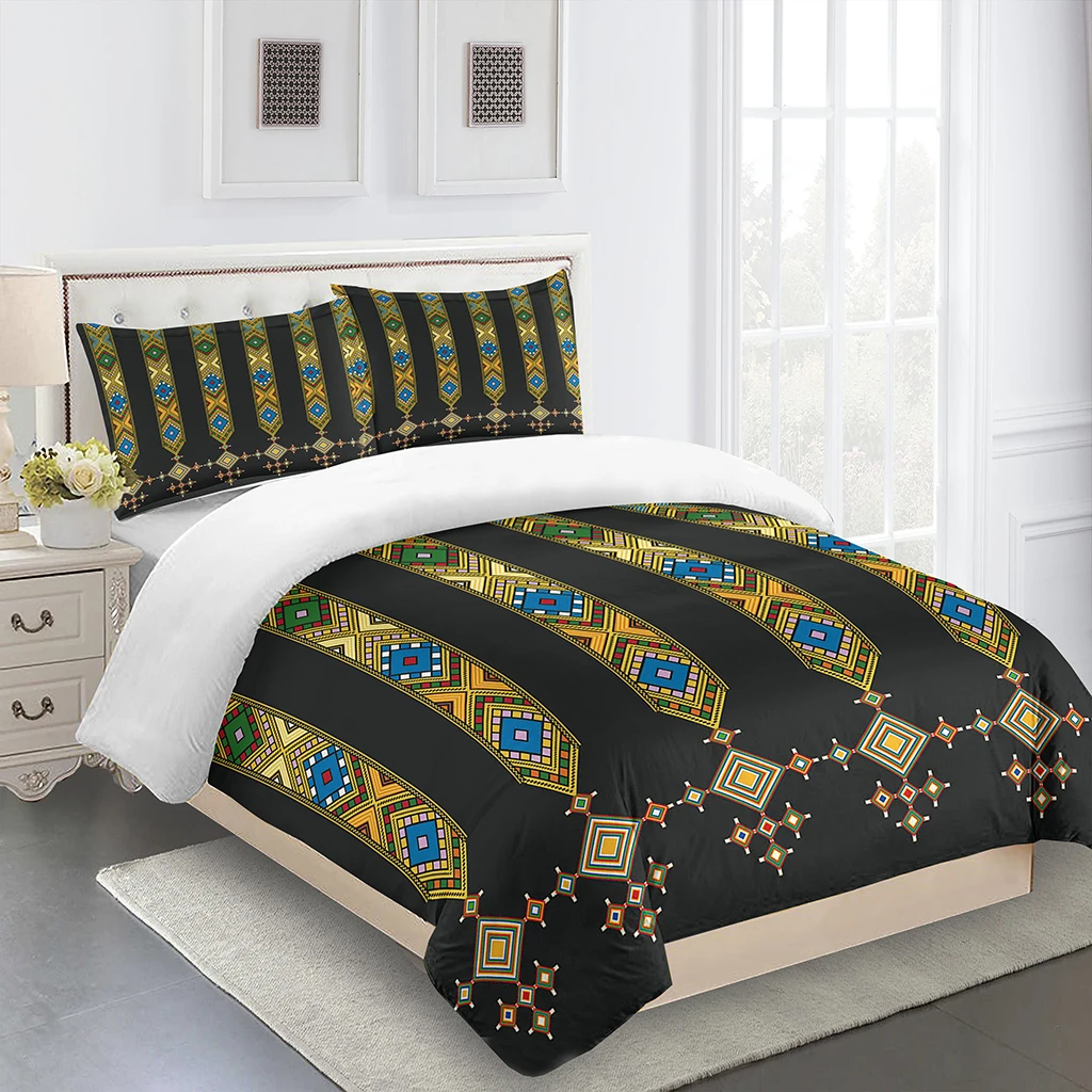 

Luxury Black Gold 3Pcs Geometric Queen King Full Size Duvet Cover Bedding Polyester Set Soft,Comfortable and Breathable Bedding