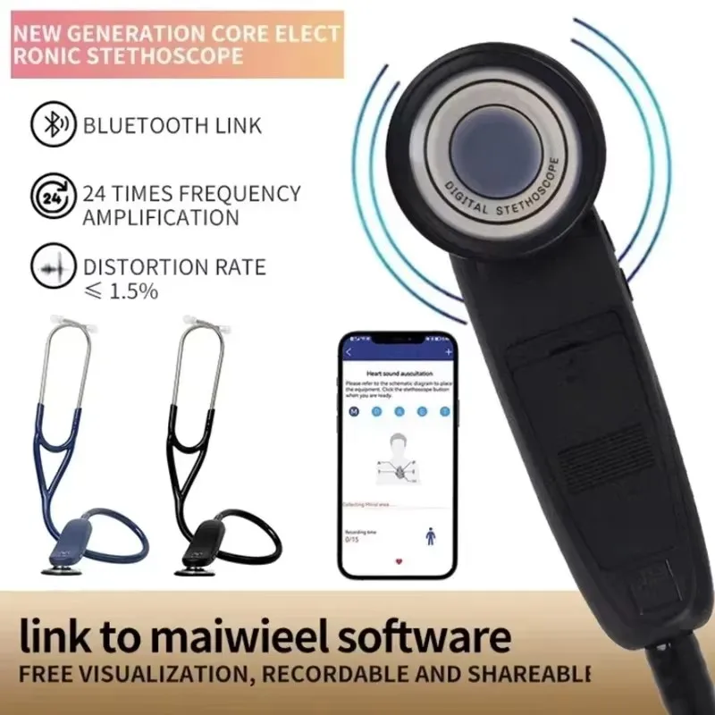 Medical Stethoscope Digital Medical Bluetooth Electronic Stethoscope 40 Times Magnification App Recordable For Doctors Nurse Health Care