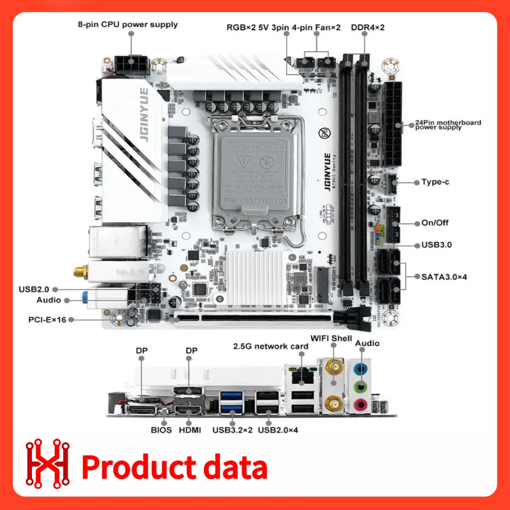 100% 新しい JGINYUE B760i マザーボード LGA 1700 mini ITX サポート
