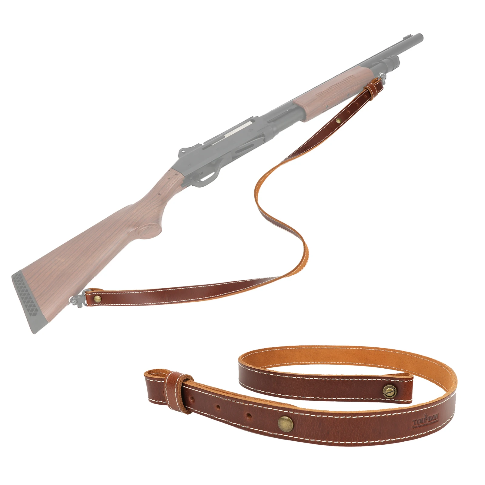 

Tourbon Hunting Buffalo Leather Shotgun Sling Gun Rifle Shoulder Strap with Swivels Adjustable Brown Shooting Men