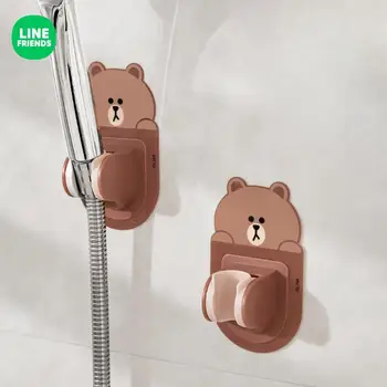 다크 브라운 곰 애니메이션 샤워 브래킷, 만화 피규어 펀치 프리 샤워헤드 거치대 샤워 브래킷, 조절 가능한 흡입 컵 벽 장식