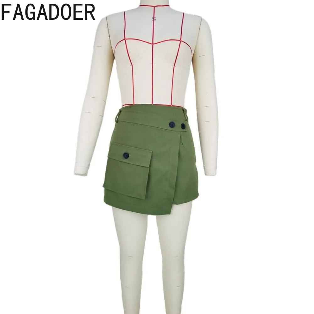 FAGADOER Fashion Y2K Irregular Pocket Cargo Shorts Women High Waisted Zipper Slim Shorts Casual Female Solid Matching Bottoms