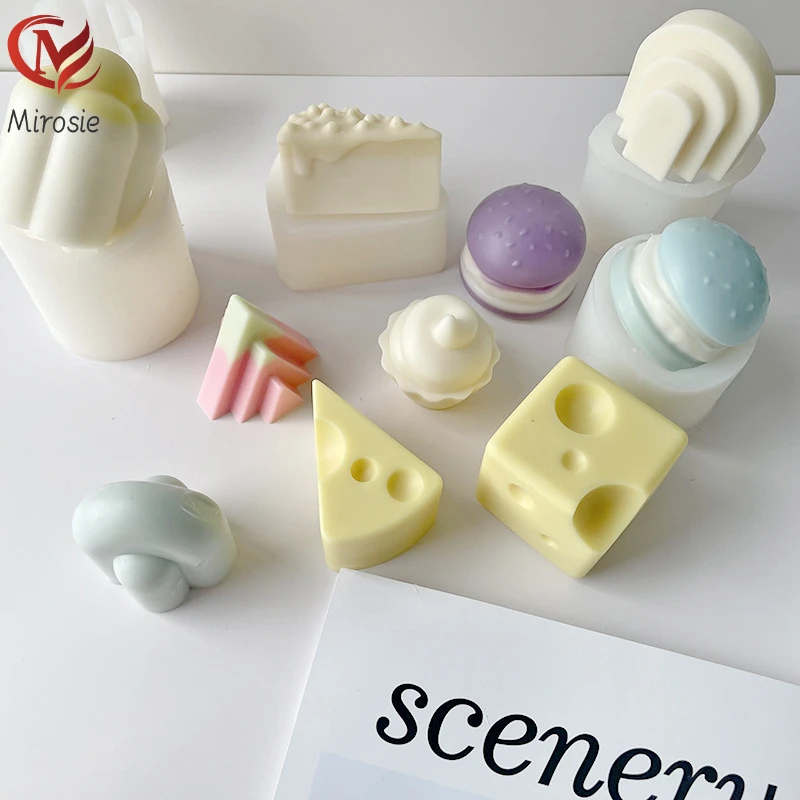 

Mirosie DIY Cheese Burger Food Epoxy Mold Geometric Candle Aromatherapy Handmade Soap Plaster Decoration Silicone Mold