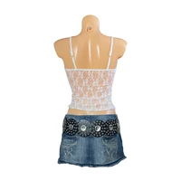 Débardeur transparent en dentelle florale et maille, Vintage des années 90, bretelles Spaghetti, haut d'été sans manches pour femmes, Y2K Fairycore, dos nu, haut court 5