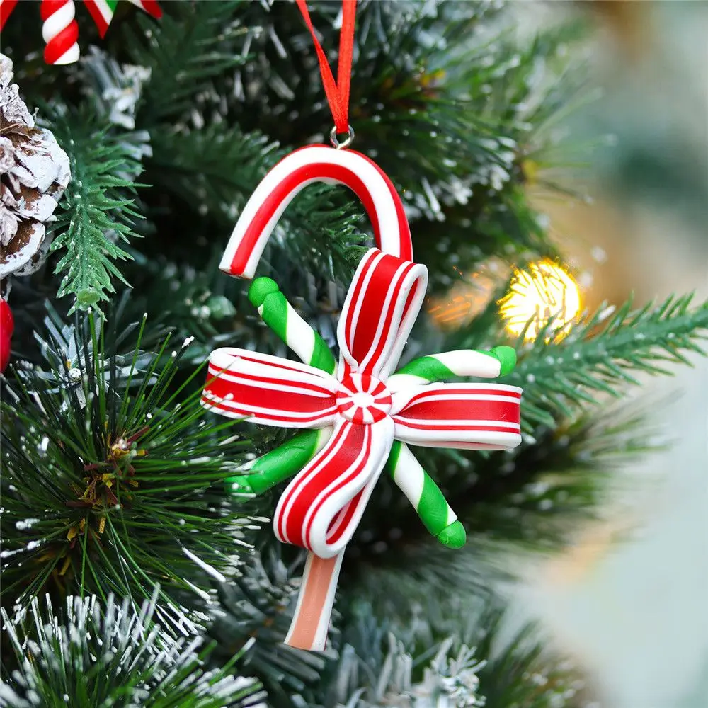 1Pc Christmas Candy Ornaments Lollipop Ornament Xmas Decor Candy Cane Hanging Decorations Fake Canes Crafts christmas decorations