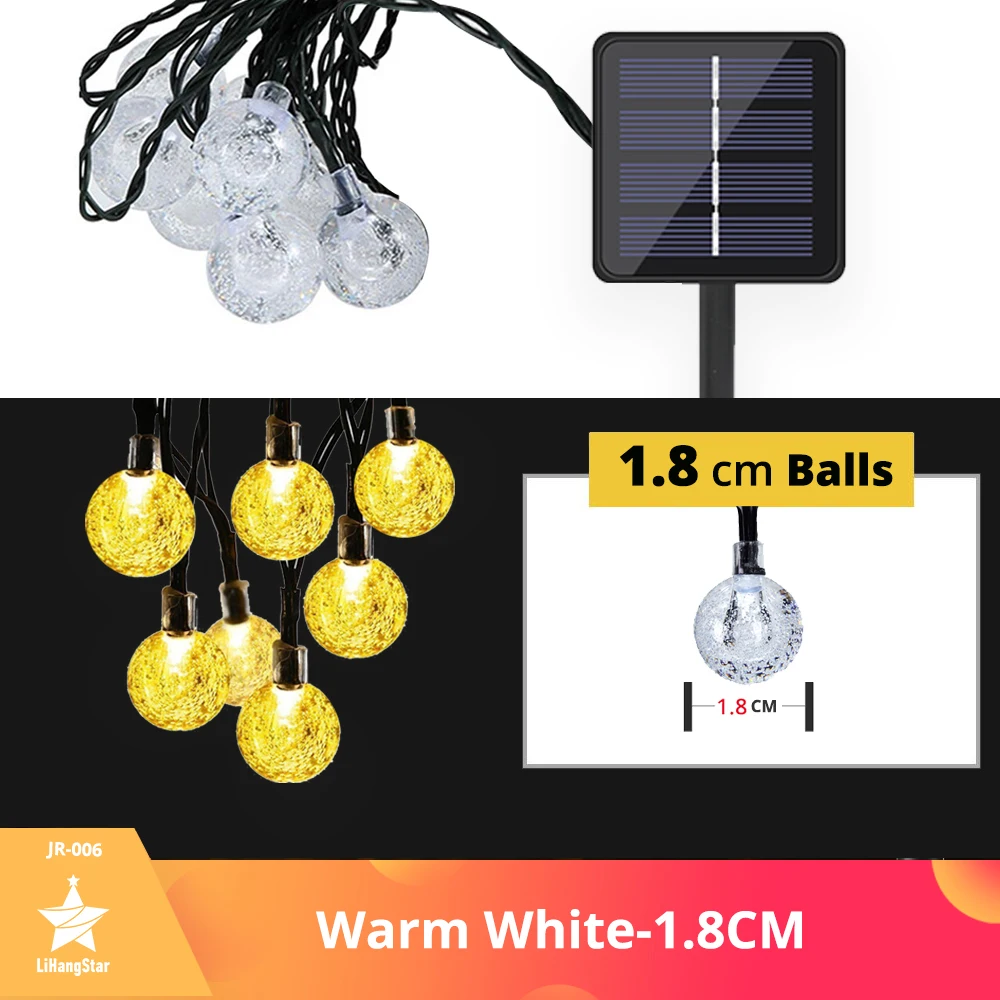 solar lighting system Solar String Lights Outdoor LED Crystal Ball Lights 8 Patterns Waterproof String Lights Fairy Lights Garden Christmas Decoration solar garden lights decorative Solar Lamps