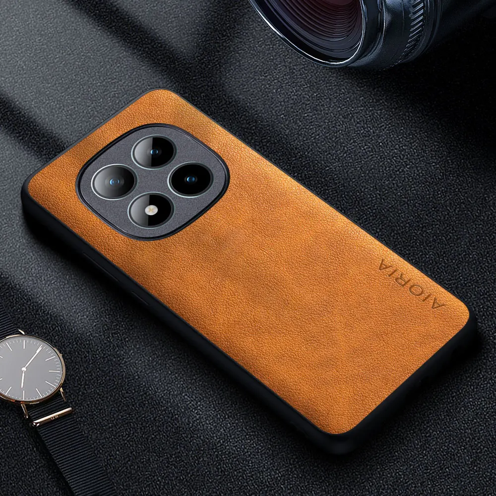 Premium Luxury Leather Phone Case - Retro Business Style Solid Color Cover