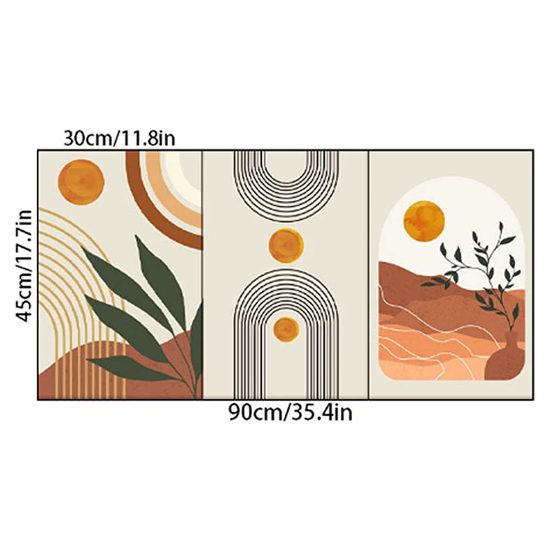 3pcs Bohemian Art Decorative Wall Stickers Painting Wall Pasted Living Room Sofa Background Self-pasted Paper Sticker Decor