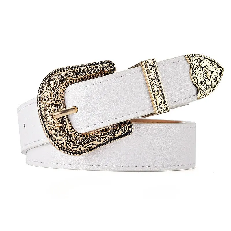 Gold buckle white