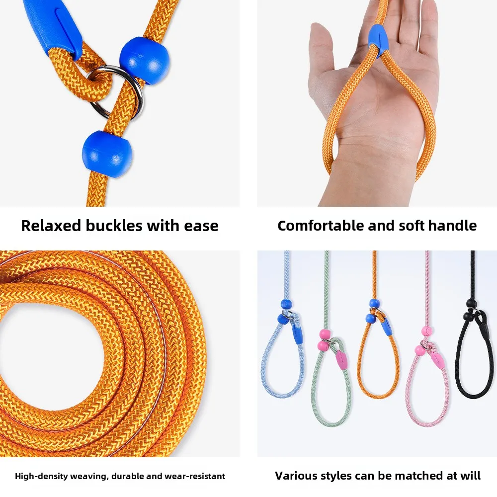 150cm Pet Dog Training Round Rope Light Weight Nylon P Chain Collar Adjustable for Small Medium Dogs Walking Leash Pet Supplies pet leash set dog traction rope