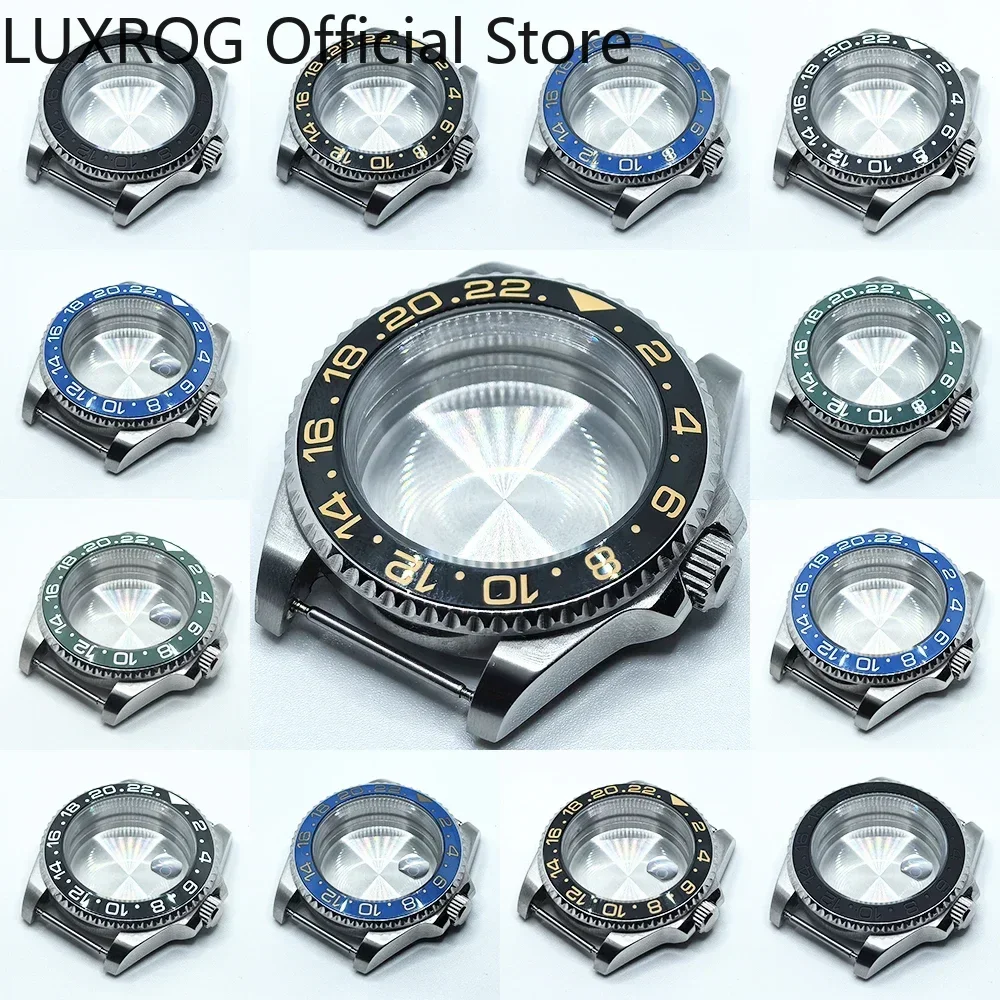 Stainless Steel 40MM Black Blue Ceramic Insert Watch Case