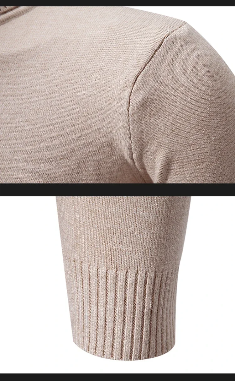 Men's High Neck Sweater  Pullover Knitted Warm Casual Turtleneck Sweatwear  Mens Tops 5