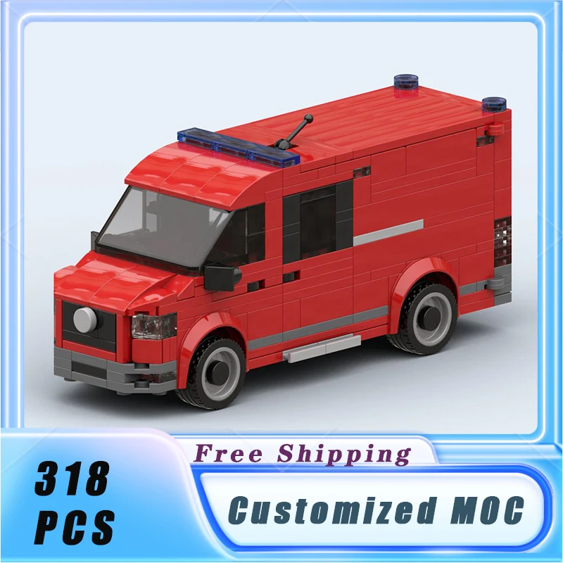 Moc Building Blocks Fire Hazmat Van Classic City Vehicle Model Bricks Set Assemblare Display Giocattoli Per Bambini Regali