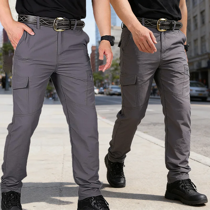 여름 군사 전술 바지 빠른 건조 카고 남성 방수 캐주얼 내마모성 멀티 포켓 야외 하이킹 바지