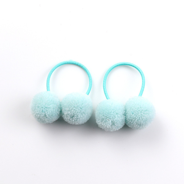 Small Solid Two Fur Ball Hair ring Girls Elastic Rubber Band Hair Bands Cute Hair Accessories Kids Headwear Ornaments