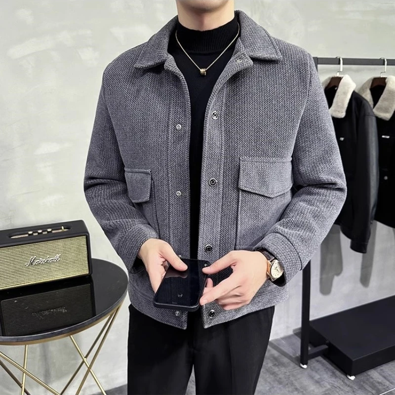 Winter Woolen Jackets Men Fashion Casual Business Overcoat Social Streetwear Wool Blends Coats windbreaker men clothing 2023