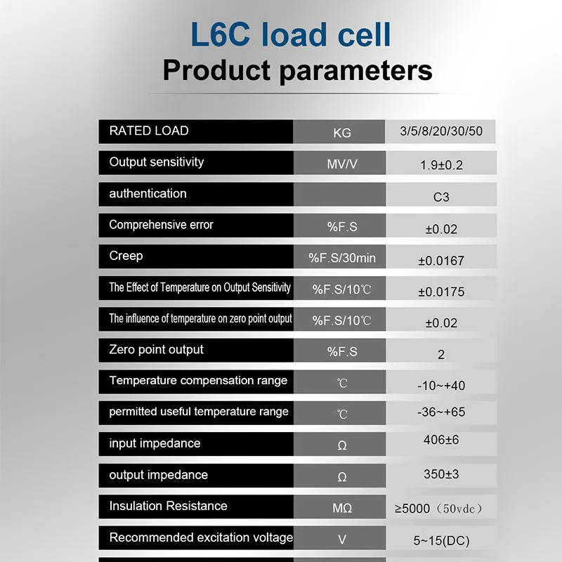 ZEMICL6C 3-50kg Load Cell High-precision Weighing Sensor Aluminum Alloy Anti-corrosion Durable Electronic Count Valuation Scale