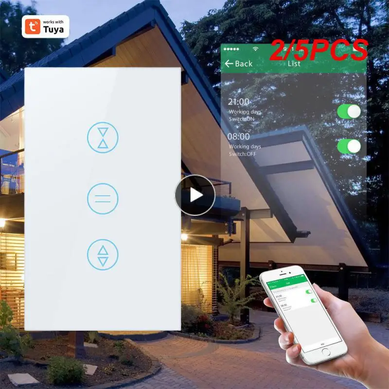 

Современный бесшовный переключатель для жалюзи Tuya Smart Home с голосовой активацией, 2/5 шт.