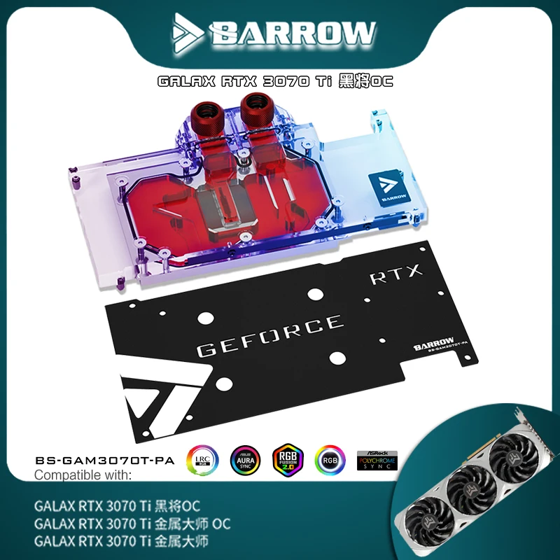 Barrow Gpu Water Block Per Galaxy Rtx 3070Ti/Oc Video Card ,Full Cover Vga Copper Cooler Con Radiatore Backplate Bs-Gam3070T-Pa