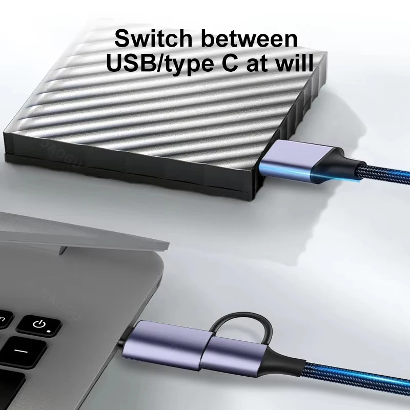 2 in 1 타입-C to 마이크로-B USB 3.0 5Gbps 하드 디스크 데이터 케이블, 하드 드라이브, 삼성 노트 3 및 S5에 적합
