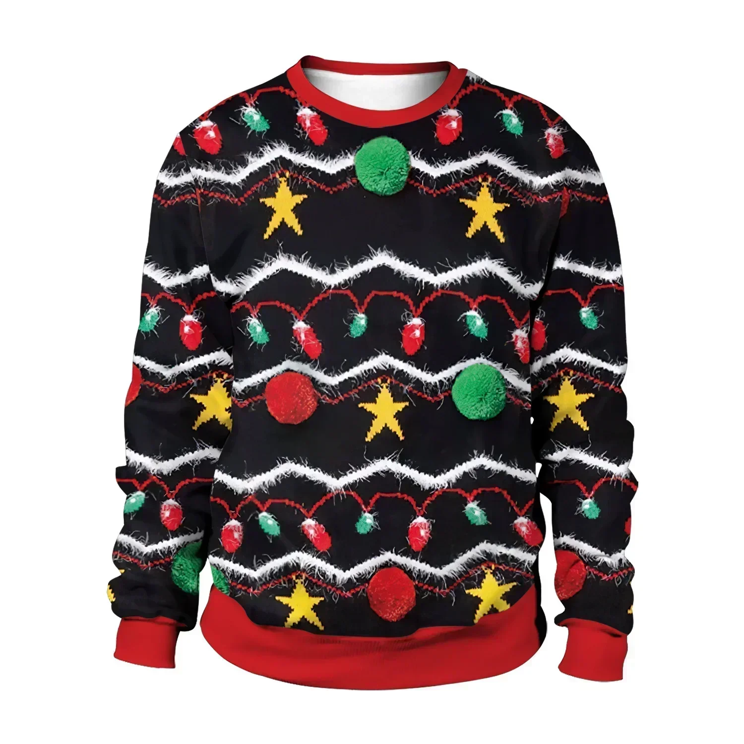 thumbnail image 1 of Suéteres navideños para hombre, suéteres navideños con renos, estampado 3D, cuello redondo, ropa para parejas, sudaderas para fiestas navideñas, 1 of 5