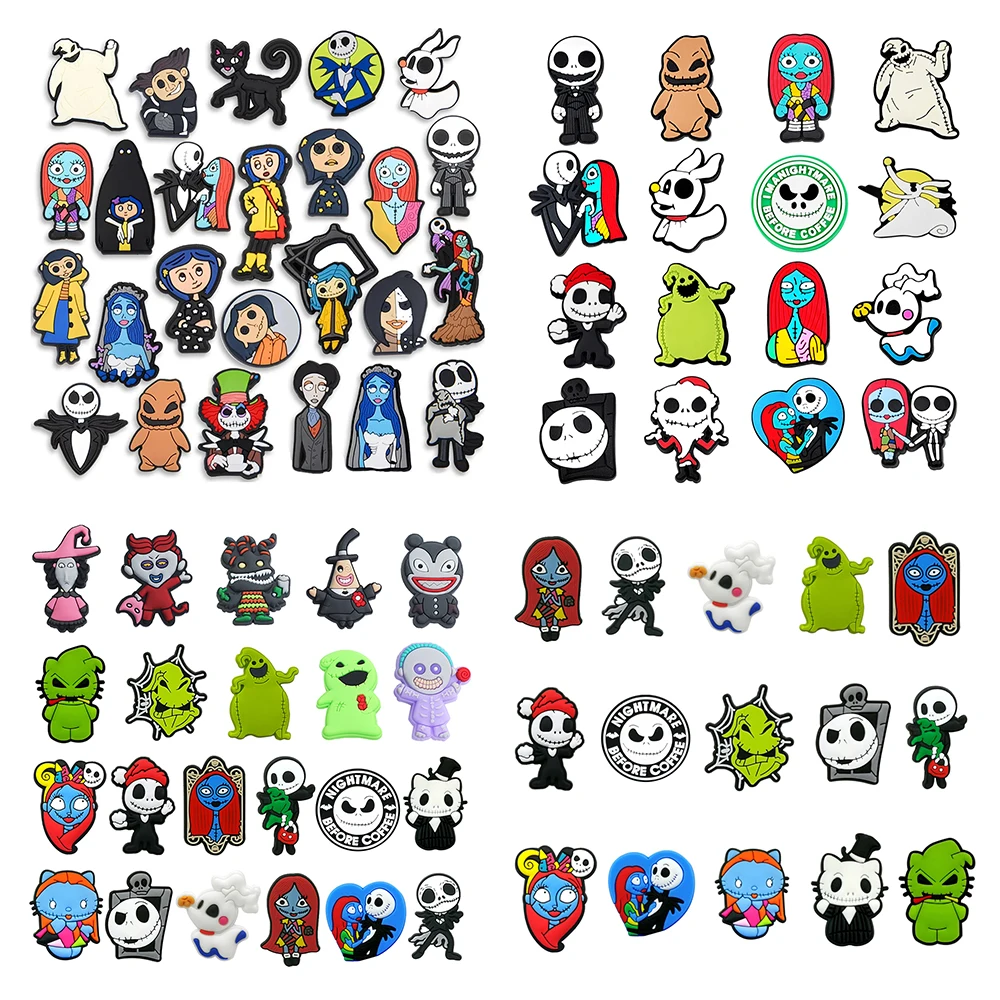 12-25 Stück Cartoon Schuh Charms Film Nightmare Before Christmas Schuhe Zubehör Dekoration Schädel Jack Shaped Clog Sandale Schnalle