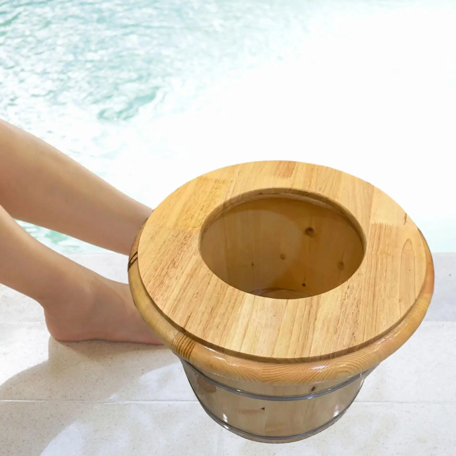 Portable Foot Bath Basin Solid Wood Foot Tub Wood Foot Footbath Bucket for Soaking Feet Bathroom Outdoor Women and Men Home