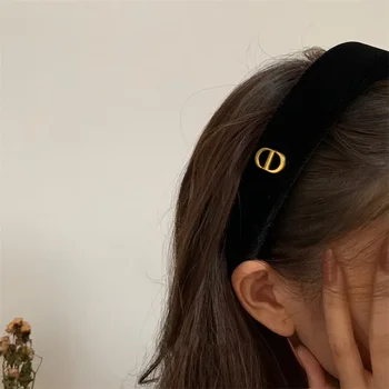 Korean Style Simple High Top Hairband CD Letter Wide Edge Sponge Face Wash Hair Ties Versatile Hair Accessories for All
