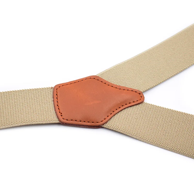 Fashion Leather Suspenders Man\'s Buttons Braces Adjustable Elastic Double Strap Bretelles Y-Back ligas Tirantes 3.5*120cm