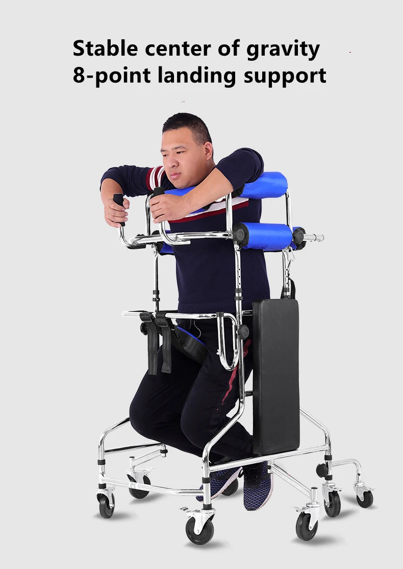 Elderly Disabled 8 wheels Walker Assist Walking Lower Limb Rehabilitation Exercise Device Anti-backward Rollover Shelf Tool elderly walker