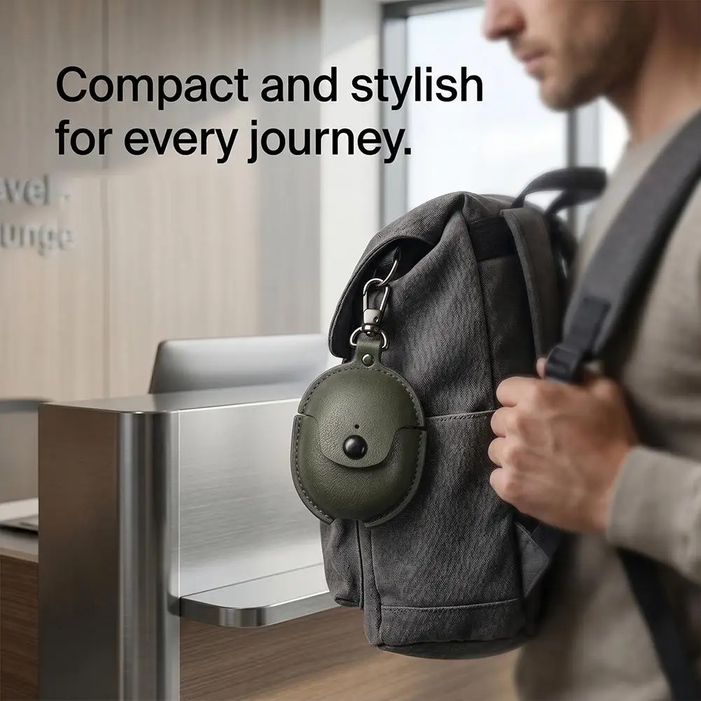 Premium PU Leather Protective Case for Wireless Bluetooth Earbuds - Scratchproof, Shockproof with Hook