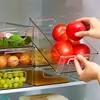Transparent Refrigerator Storage Box Vegetable Fruit Organizer Fridge Clear Container for Kitchen Food Drinks Storage 3