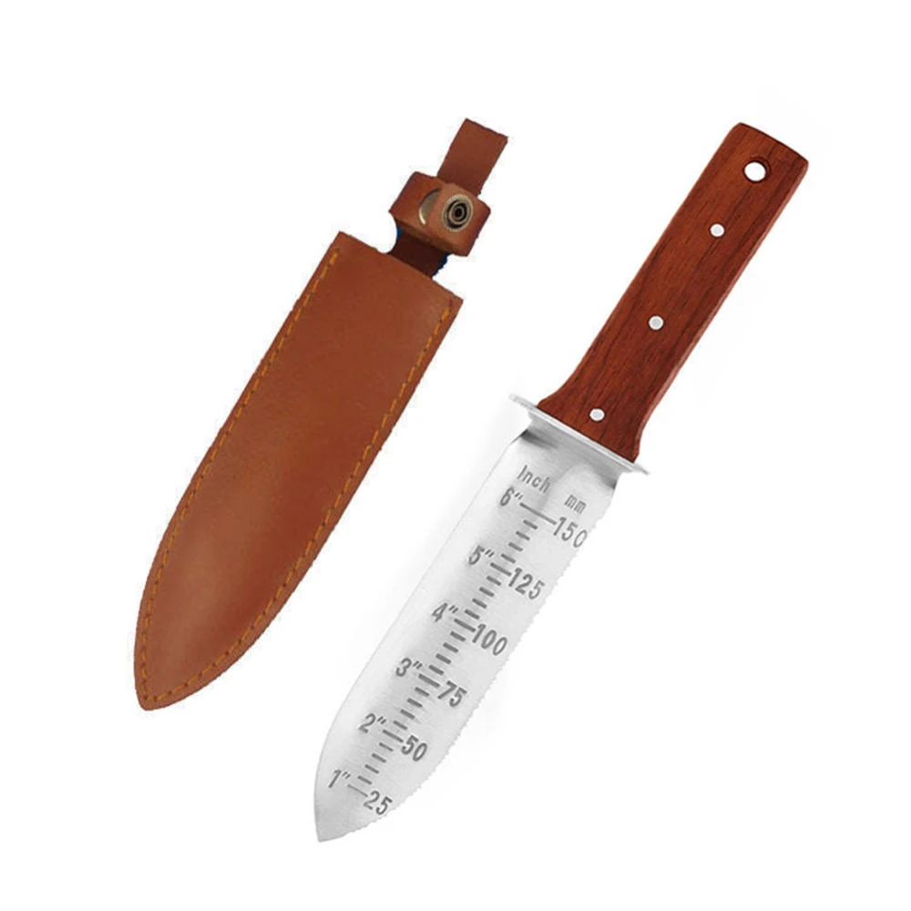 Professional Hori Garden Knife with Leather Sheath, Protective Handguard, Garden Tools Spatula for Weeding, Digging, Cutting 6