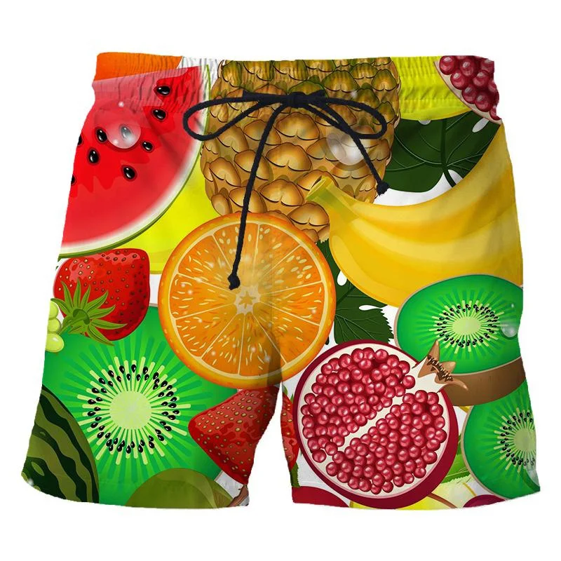 

Fruits 3D Print Pineapple Lemon Beach Shorts Men Summer Fashion Unisex Hip Hop Casual Street Short Pants Loose Swimming Trunks