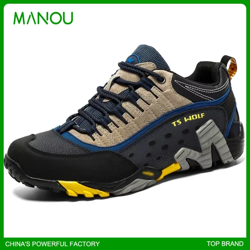 

New Arrival Leather Hiking Shoes Wear-resistant Outdoor Sport Men Shoes Lace-Up Womens Climbing Trekking Hunting Sneakers
