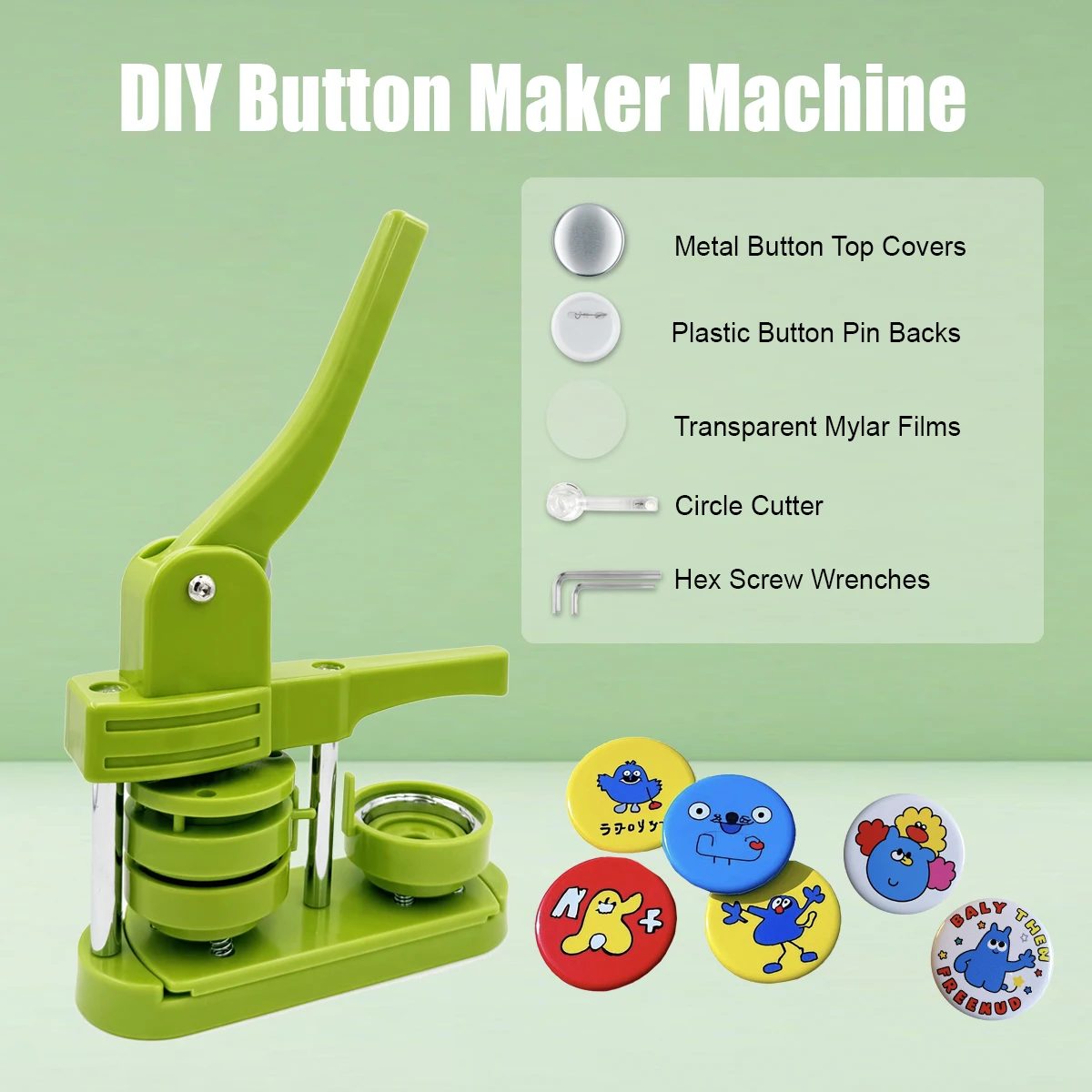 DIY Pin Badge Button Maker Machine 25mm 32mm 58mm Interchangeable Molds Press Punch Kit for Badge Making Supplies