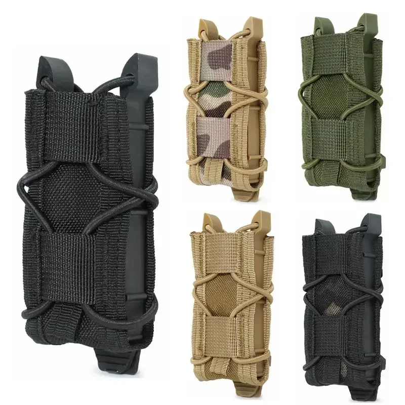 Magazine Pouch Tactical 9mm Single Magazine Pouch Molle Pistol Mag Waist Bag Outdoor Hiking Hunting Flashlight Torch Holder EDC Knife Holster