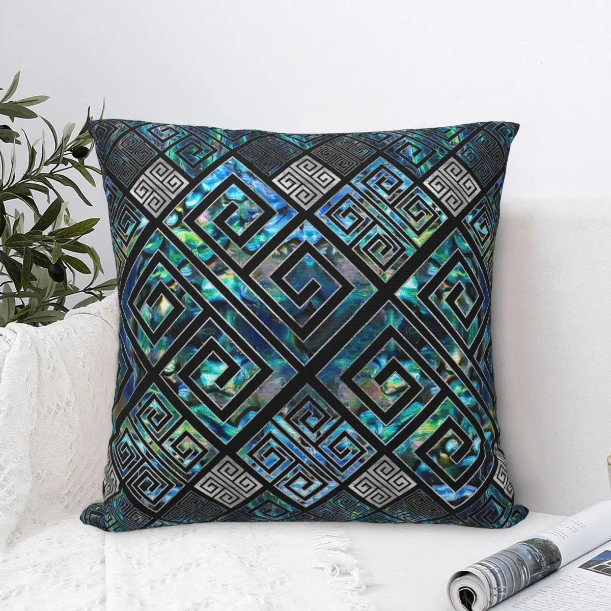 

Pattern Cool Polyester Cushion Cover Greek Key Ornament Meander Livingroom Car Decorative Reusable Cojines Decorativos