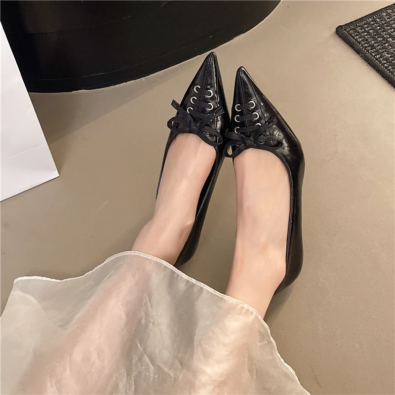 Aphixta Cross Straps Fashion Pumps 6cm High Heels Woman Shoes Sexy Pointed Toe Lace Up Elegant Heels Party Heels for Ladies